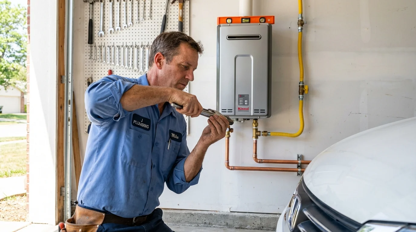 Tankless water heater installation by a Johns Plumbing LLC plumber in Buckland
